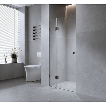 120cm Frameless Wall-to-Wall Shower Screen with Gold Brackets & Brass Hinges - U-Brackets V63-938701