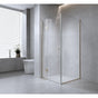 120x120cm Corner Frameless Shower Screen - Black Wall Channel with Brass Hinges for Elegant Bathrooms V63-948541