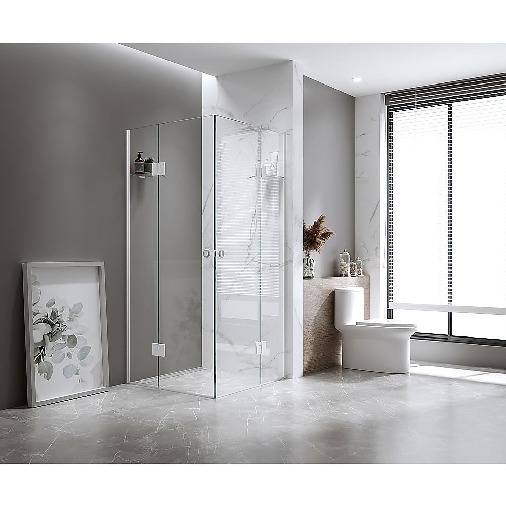 90x90cm Double Door Corner Shower with Nickel Channels and SS Hinges V63-948961