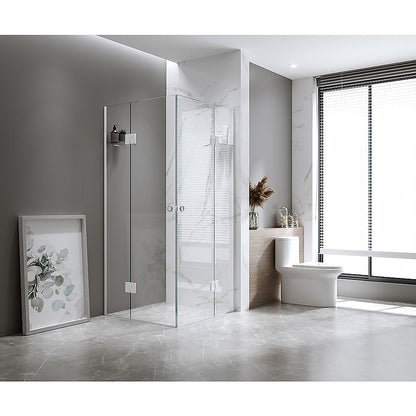 90x90cm Double Door Corner Shower with Gunmetal Channels and SS Hinges V63-948991