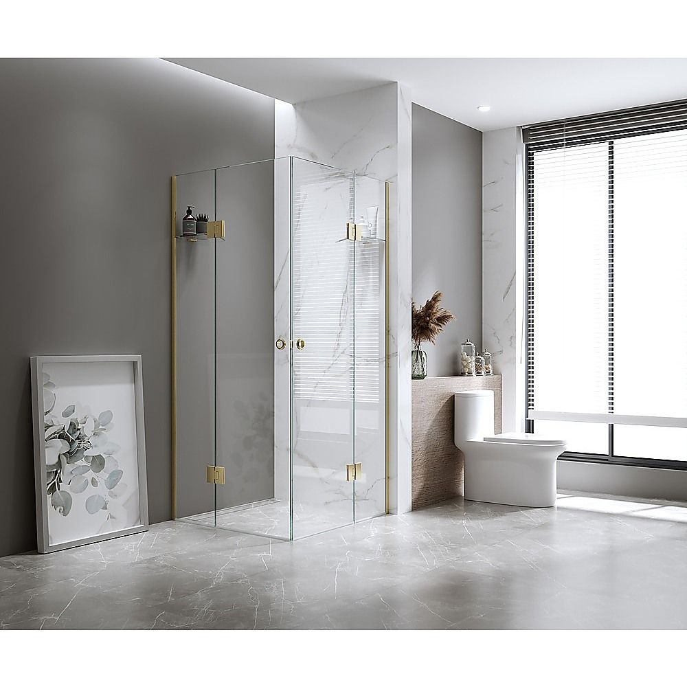 90x100cm Double Door Corner Shower with Nickel Channels and SS Hinges V63-949681