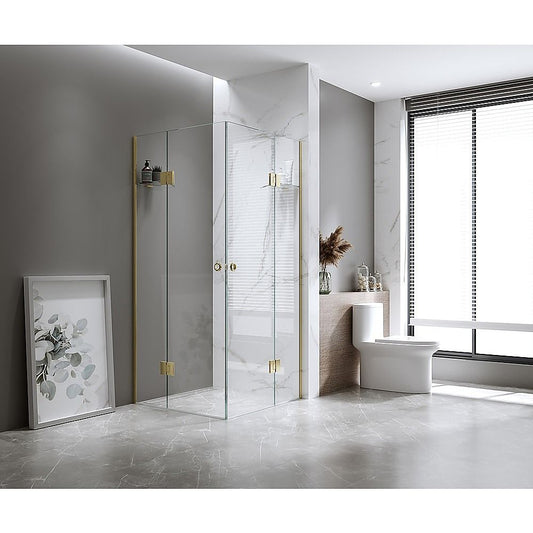 110x120cm Double Door Corner Shower with Black Channels and SS Hinges V63-950311