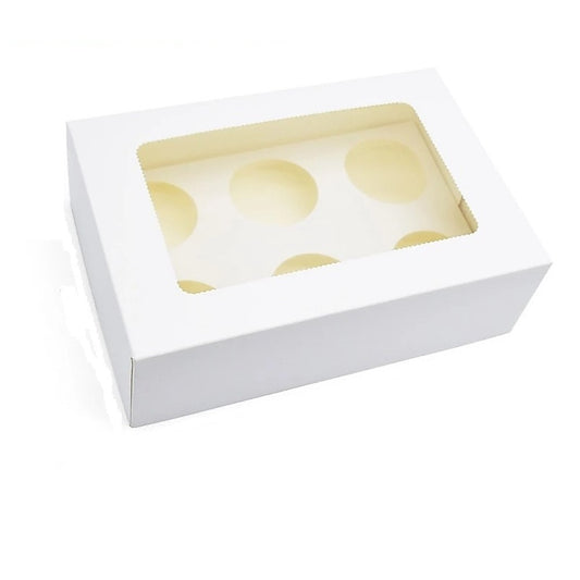 Cupcake Box 6 Holes Window Cake Party Favour 100 Boxes V63-952141