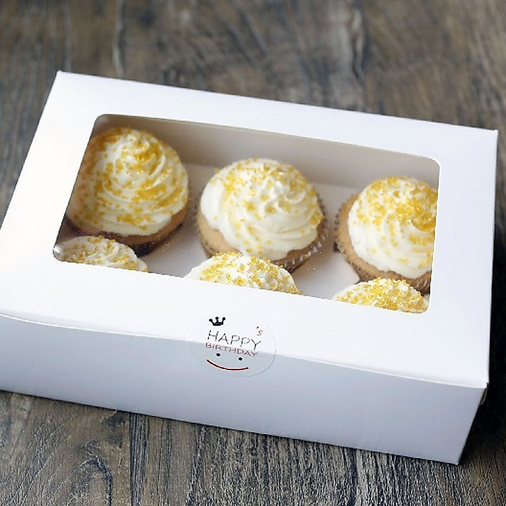 Cupcake Box 6 Holes Window Cake Party Favour 100 Boxes V63-952141