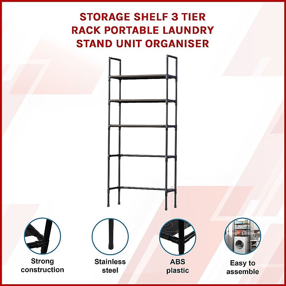 Storage Shelf 3 Tier Rack Portable Laundry Stand Unit Organiser V63-952211