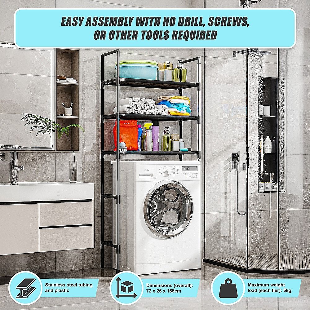 Storage Shelf 3 Tier Rack Portable Laundry Stand Unit Organiser V63-952211