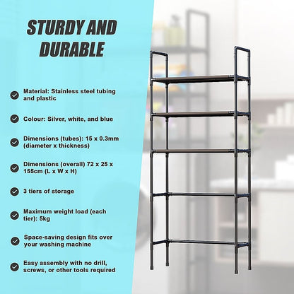 Storage Shelf 3 Tier Rack Portable Laundry Stand Unit Organiser V63-952211