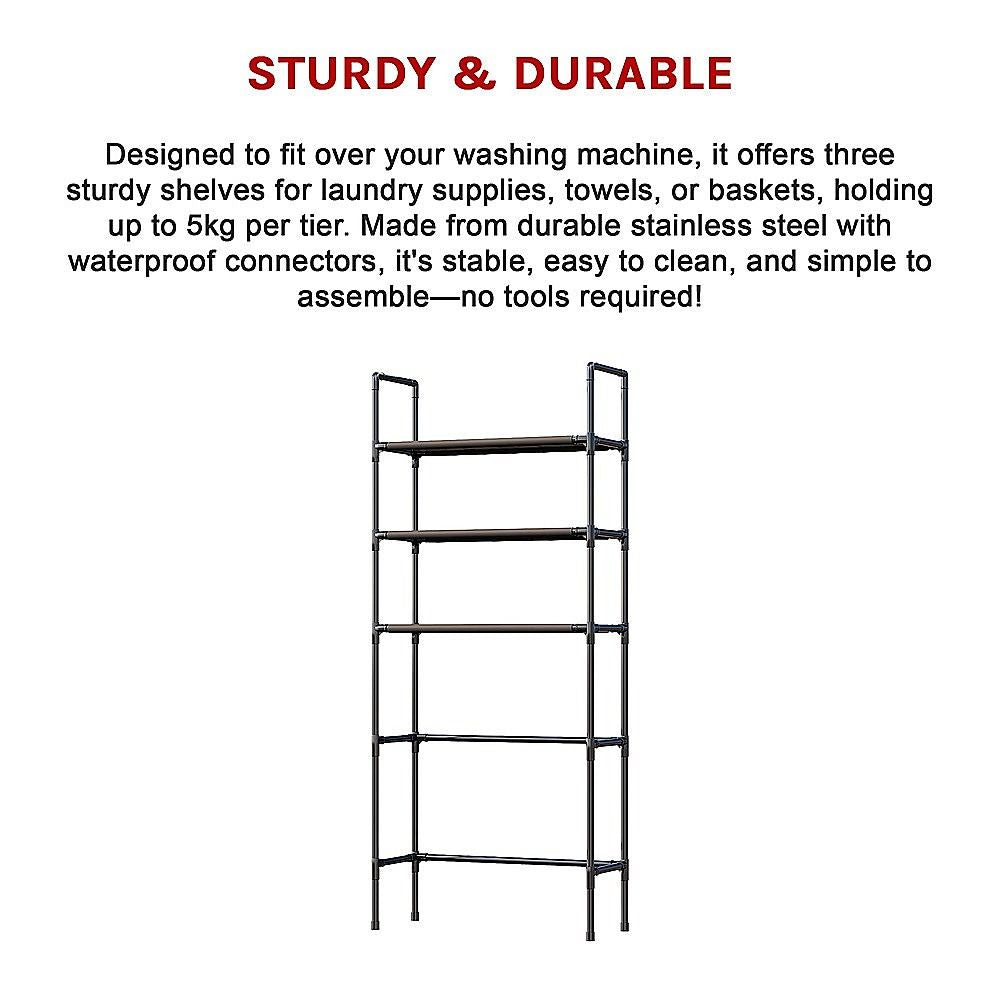 Storage Shelf 3 Tier Rack Portable Laundry Stand Unit Organiser V63-952211