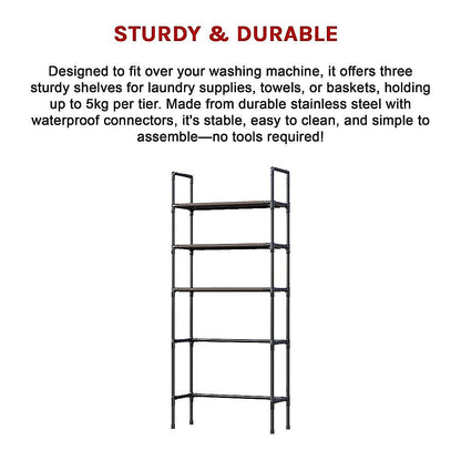 Storage Shelf 3 Tier Rack Portable Laundry Stand Unit Organiser V63-952211