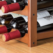 Bamboo Wine Rack Free Standing 15 Bottles with 6 Glasses Holder Storage in Brown V63-952231