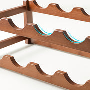 Bamboo Wine Rack Free Standing 15 Bottles with 6 Glasses Holder Storage in Brown V63-952231