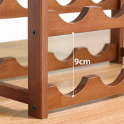 Bamboo Wine Rack Free Standing 15 Bottles with 6 Glasses Holder Storage in Brown V63-952231