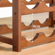 Bamboo Wine Rack Free Standing 15 Bottles with 6 Glasses Holder Storage in Brown V63-952231