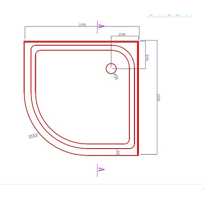 100x100cm Rounded Curved Shower Base in White V63-952261