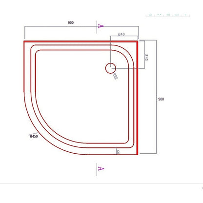 90x90cm Rounded Curved Shower Base in Black V63-952271