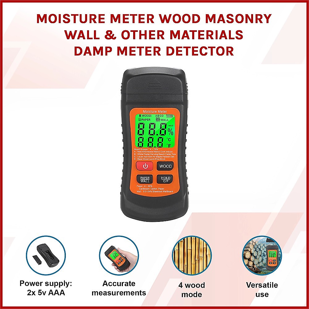 Moisture Meter Wood Masonry Wall & Other Materials Damp Meter Detector V63-952291