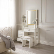 Dressing Table LED Makeup Mirror Stool Set Vanity Desk With Drawer Lighted V63-952301