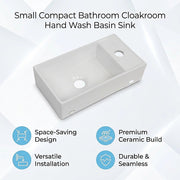 Small Compact Bathroom Cloakroom Hand Wash Basin Sink Ceramic Wall Hung V63-952321