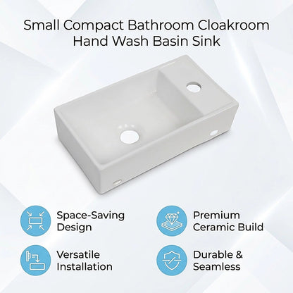 Small Compact Bathroom Cloakroom Hand Wash Basin Sink Ceramic Wall Hung V63-952321