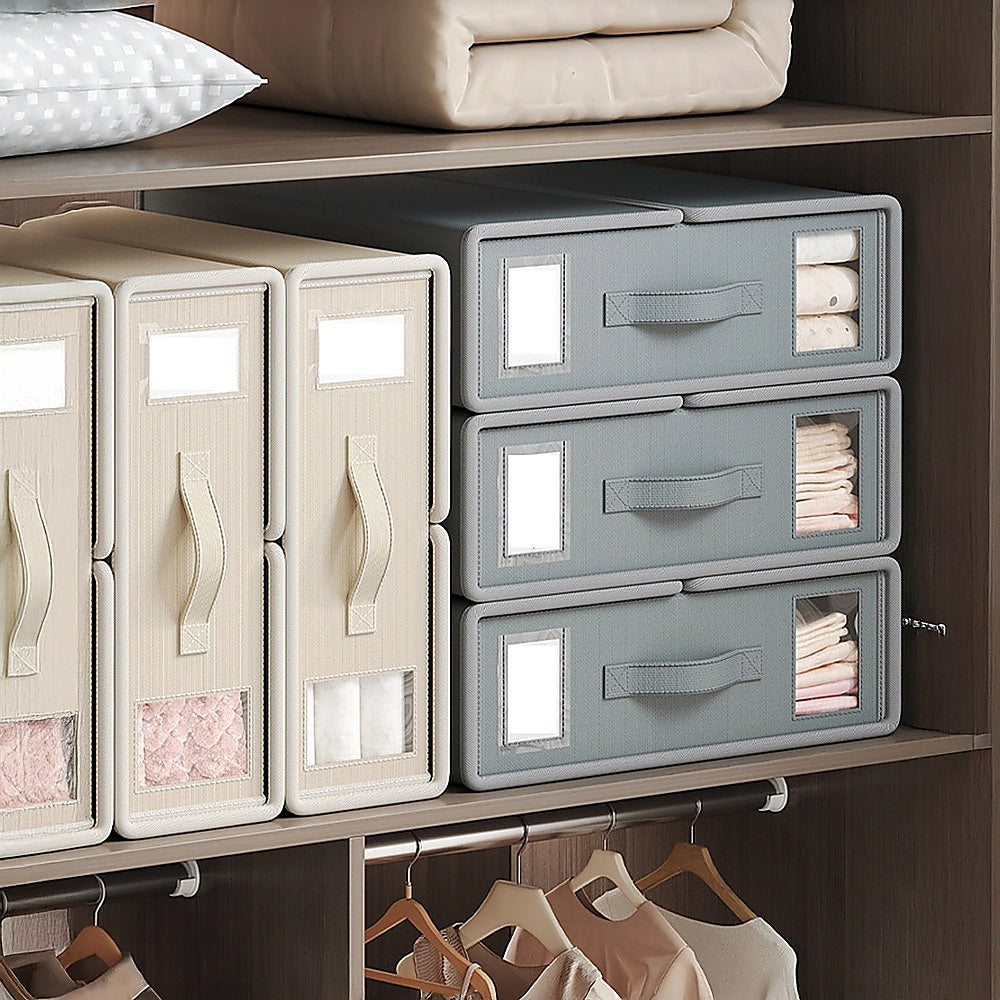 4PCS Foldable Bed Sheet Set Organizer Fabric Storage Bins with Handle Storage Box V63-952341