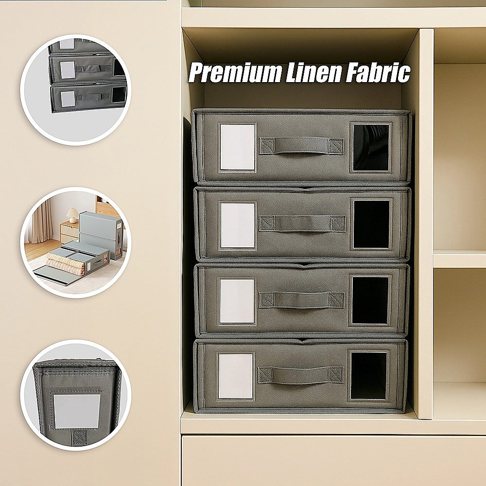 4PCS Foldable Bed Sheet Set Organizer Fabric Storage Bins with Handle Storage Box V63-952341
