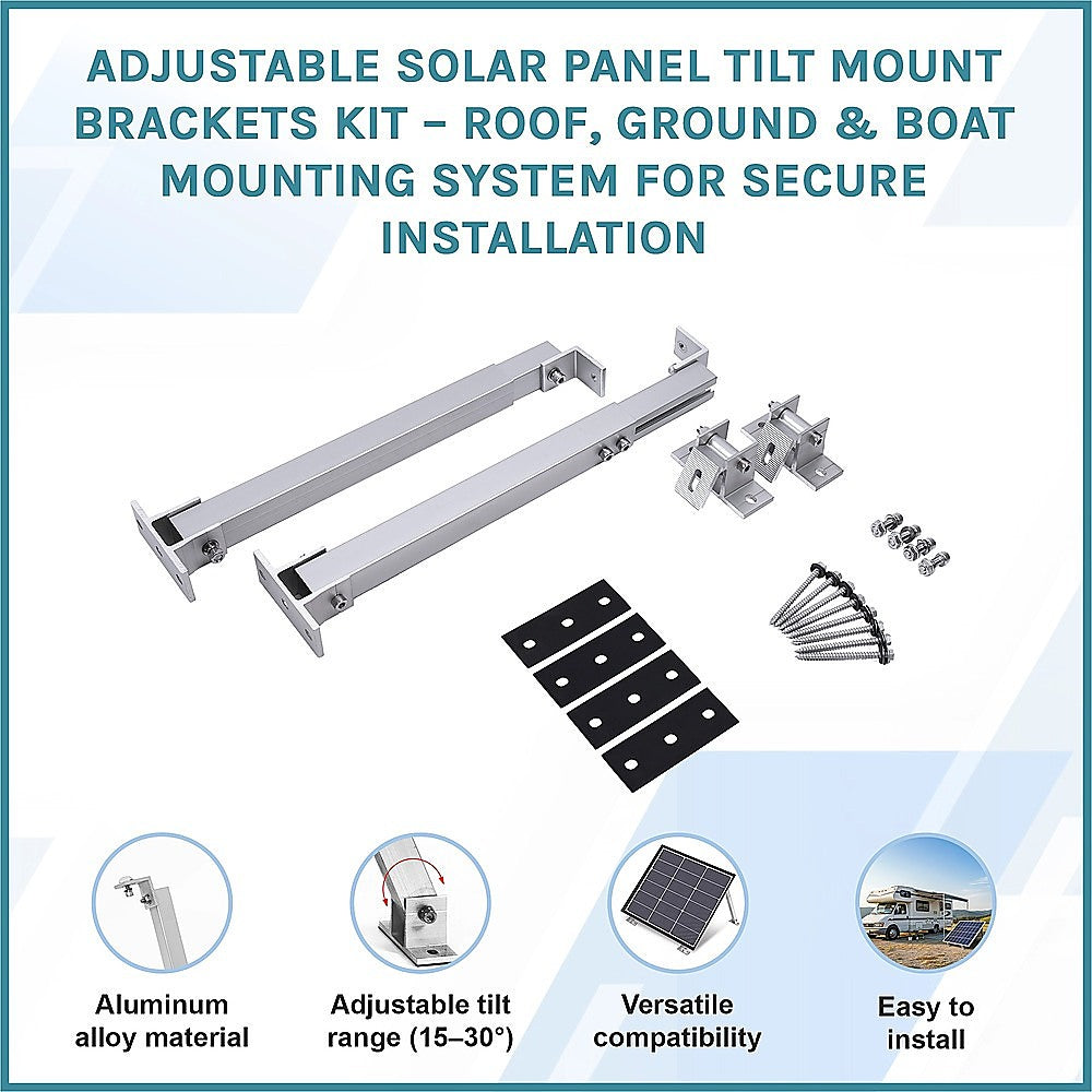 Adjustable Solar Panel Tilt Mount Brackets Kit - Roof, Ground & Boat Mounting System for Secure Installation V63-952361