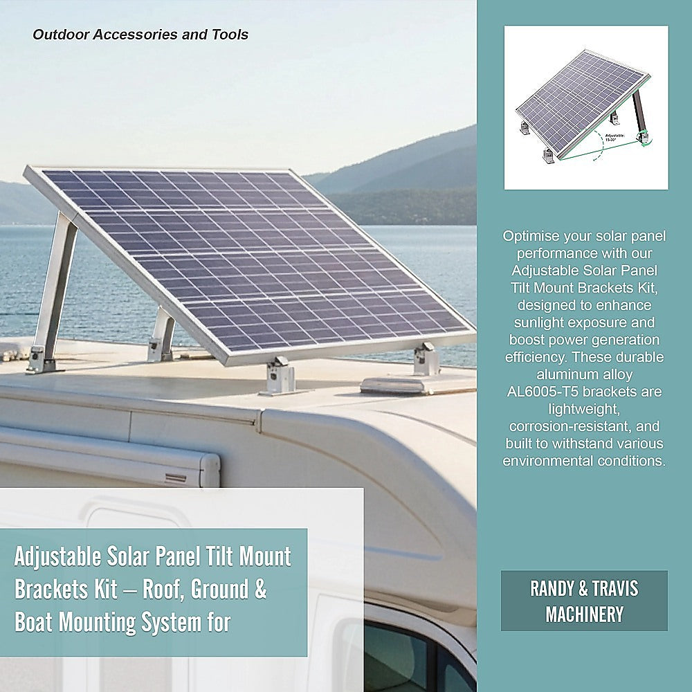 Adjustable Solar Panel Tilt Mount Brackets Kit - Roof, Ground & Boat Mounting System for Secure Installation V63-952361