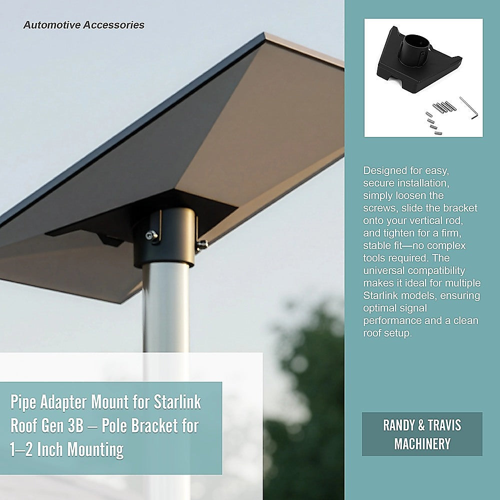 Pipe Adapter Mount for Starlink Roof Gen 3B - Pole Bracket for 1-2 Inch Mounting V63-952371
