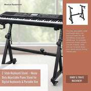 Z-Style Keyboard Stand - Heavy Duty Adjustable Piano Stand for Digital Keyboards & Portable Use V63-952381