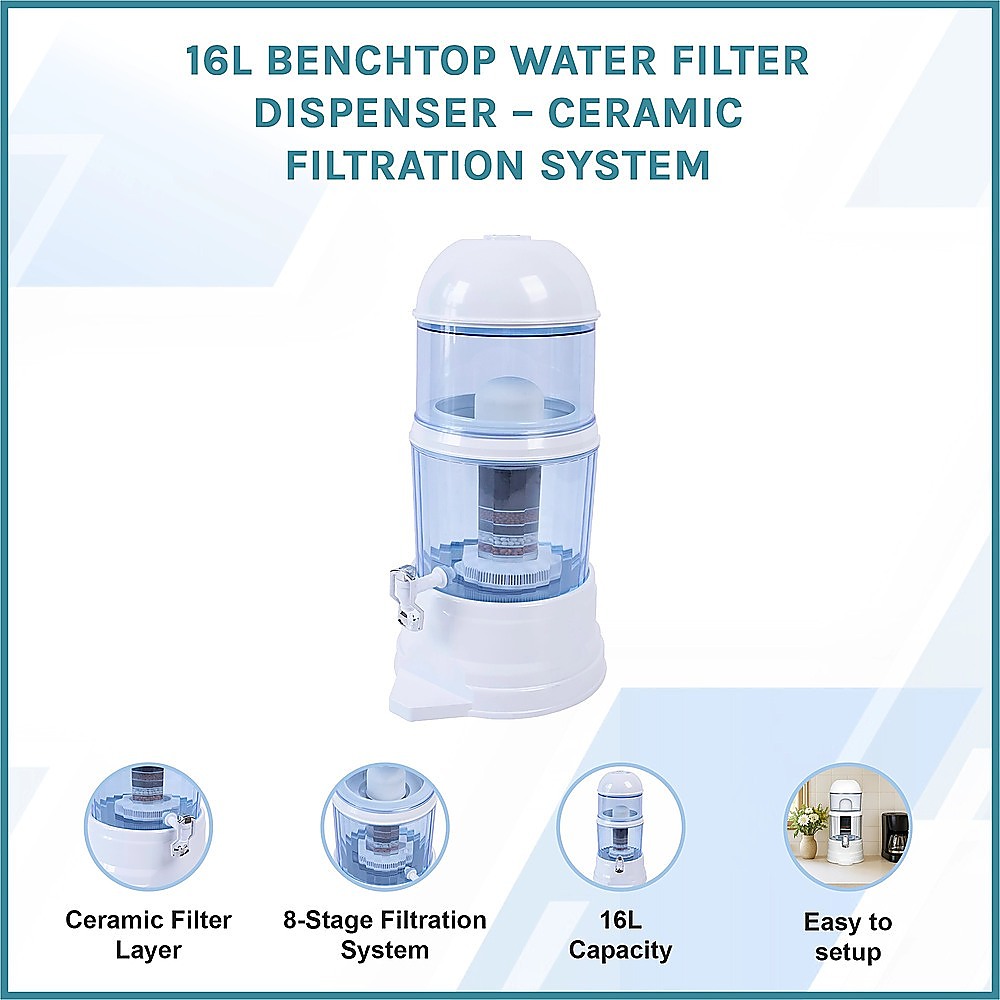 16L Benchtop Water Filter Dispenser - Ceramic Filtration System V63-952401