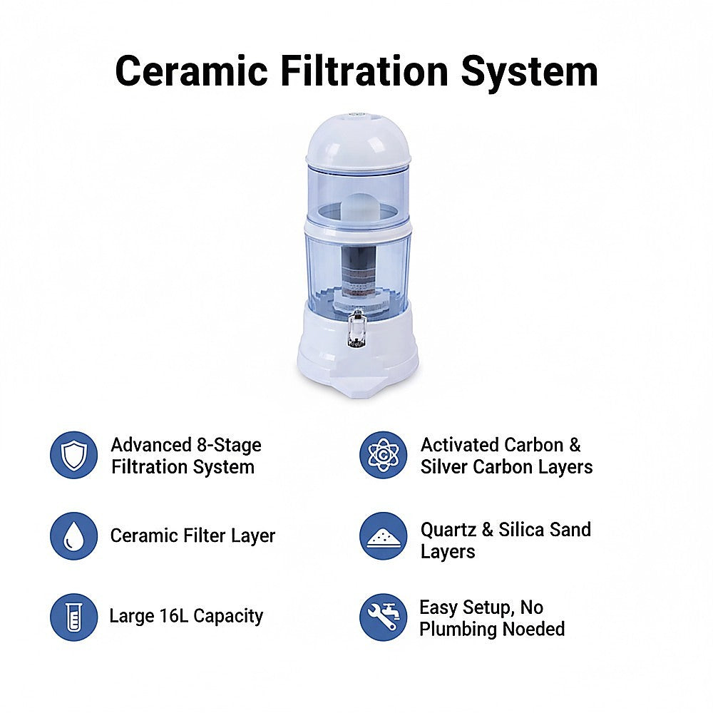 16L Benchtop Water Filter Dispenser - Ceramic Filtration System V63-952401
