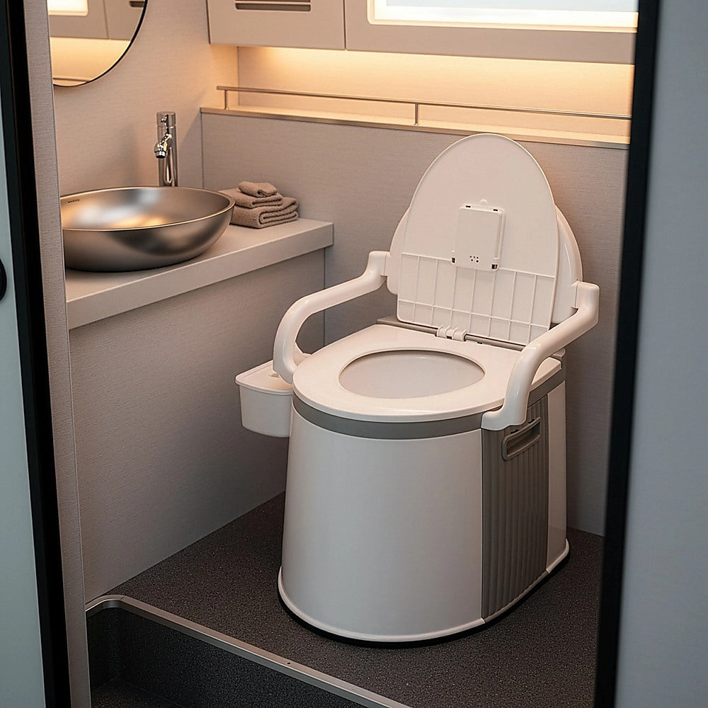 19L Camping Portable Toilet - Outdoor & Indoor Travel Commode Potty with Built-In Tissue Box V63-952411