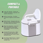 19L Camping Portable Toilet - Outdoor & Indoor Travel Commode Potty with Built-In Tissue Box V63-952411