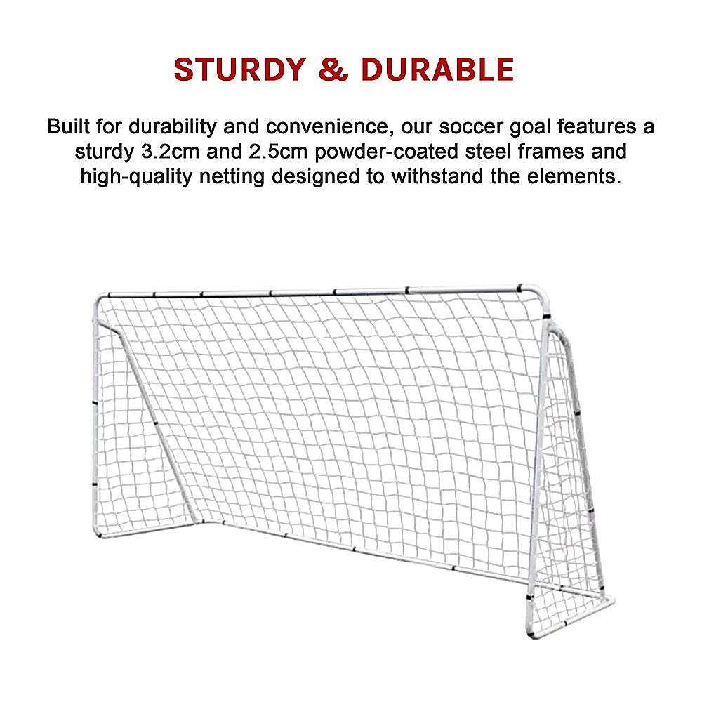 3.6m x 1.8m Portable Soccer Goal Net Steel Post Frame Backyard Football Training Set V63-952511