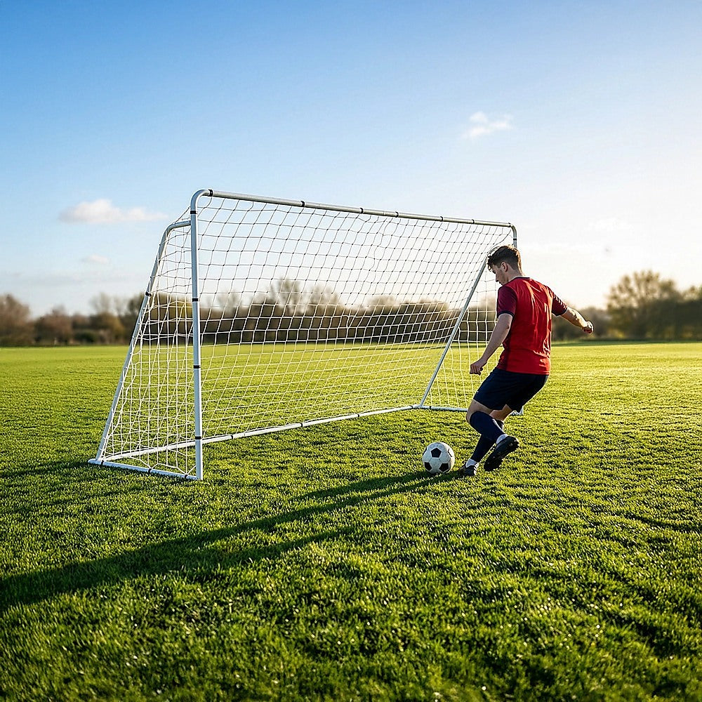 3.6m x 1.8m Portable Soccer Goal Net Steel Post Frame Backyard Football Training Set V63-952511