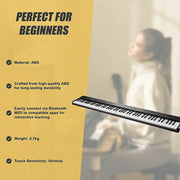 Folding Digital Piano 88 Key Velocity-Sensitive + Carry Case Pedal V63-952531