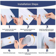 Portable Air Conditioner Window Kit - Exhaust Hose Adaptor Pipe & Slide Plate V63-952621