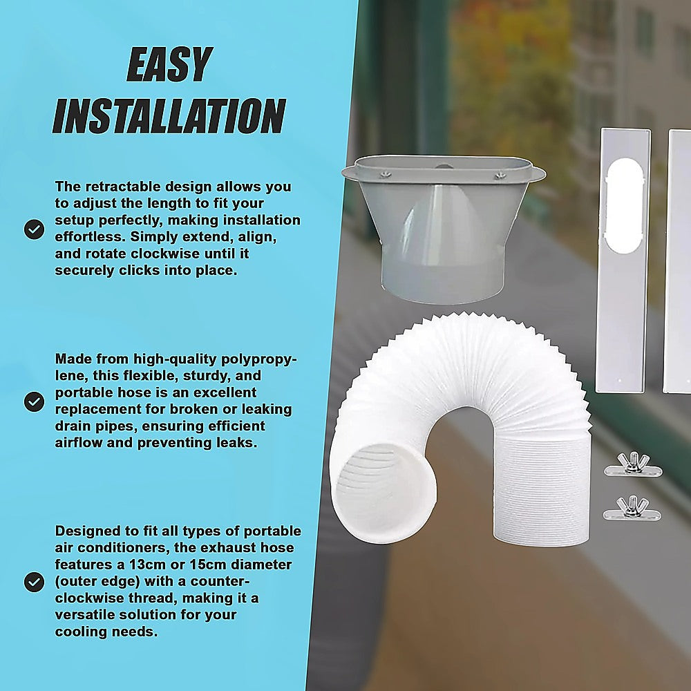 Portable Air Conditioner Window Kit - Exhaust Hose Adaptor Pipe & Slide Plate V63-952621