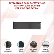 Retractable Baby Safety Fence Pet Stair Gate Barrier for Kids Dog Cat 3M V63-952631