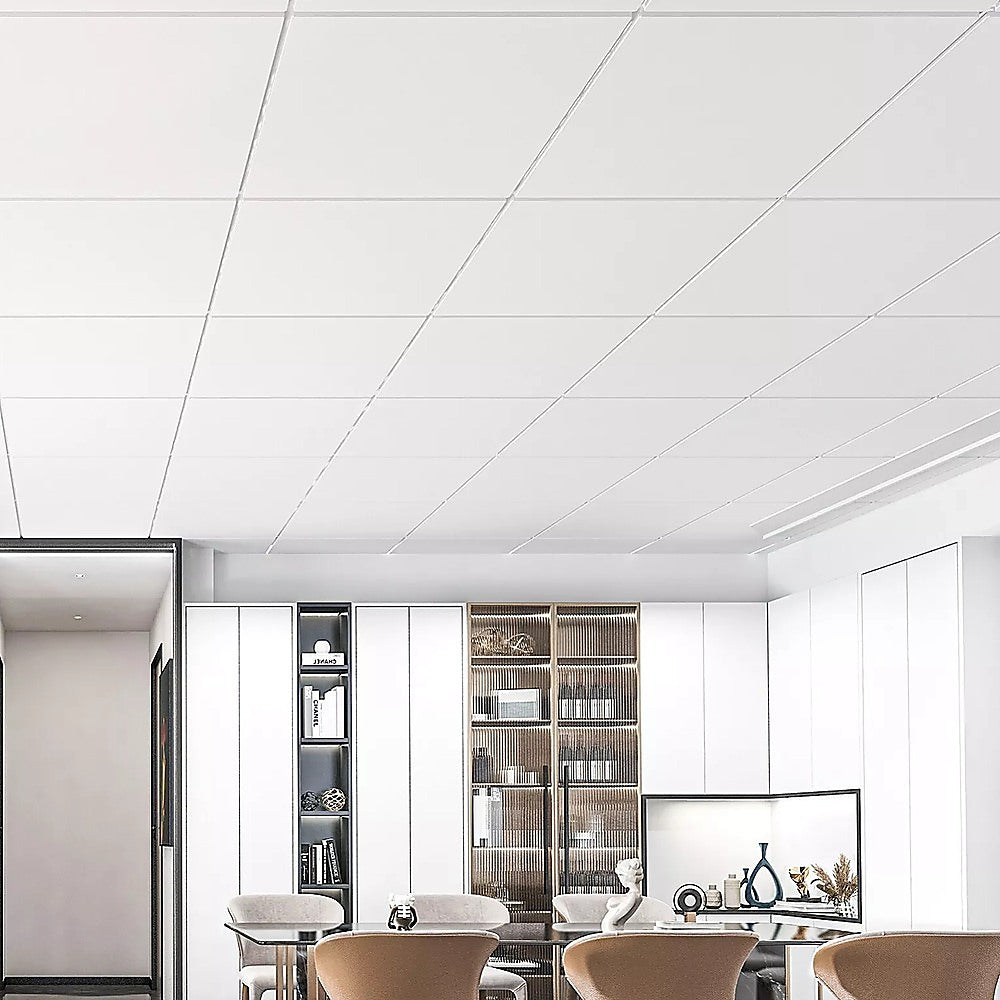12x Smooth Drop Ceiling Tile 2ft x 2ft PVC Ceiling Panel V63-952641