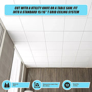 12x Smooth Drop Ceiling Tile 2ft x 2ft PVC Ceiling Panel V63-952641