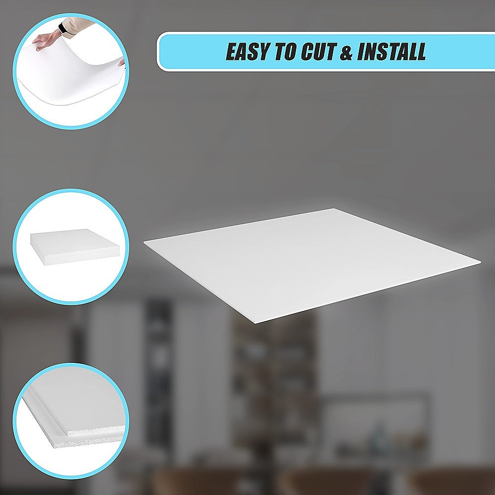12x Smooth Drop Ceiling Tile 2ft x 2ft PVC Ceiling Panel V63-952641