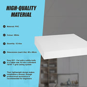 12x Smooth Drop Ceiling Tile 2ft x 2ft PVC Ceiling Panel V63-952641