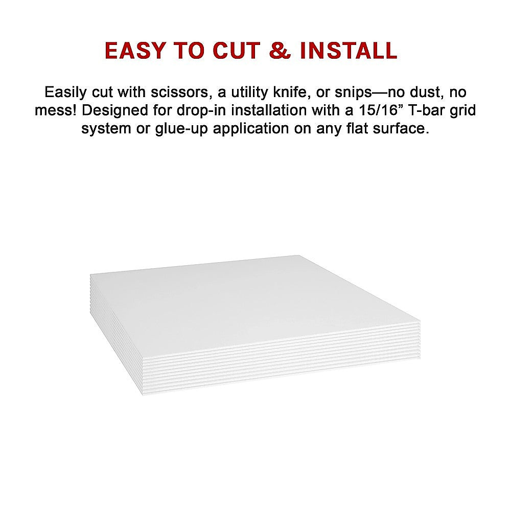 12x Smooth Drop Ceiling Tile 2ft x 2ft PVC Ceiling Panel V63-952641