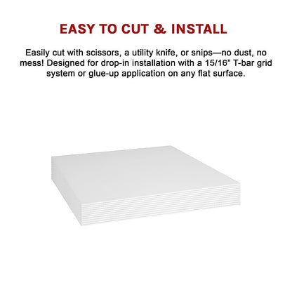 12x Smooth Drop Ceiling Tile 2ft x 2ft PVC Ceiling Panel V63-952641