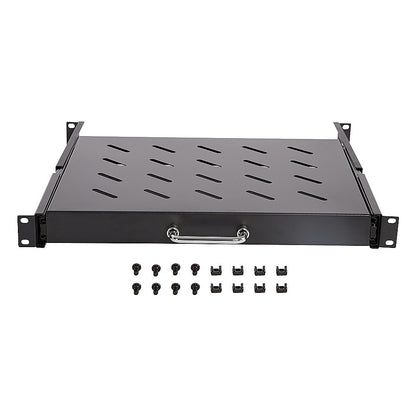 Sliding Rack Server Shelf 1U 19" 4 Post Mount - Adjustable 15" to 22" Rack Tray V63-952651