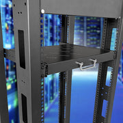 Sliding Rack Server Shelf 1U 19" 4 Post Mount - Adjustable 15" to 22" Rack Tray V63-952651