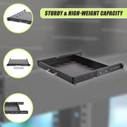 Sliding Rack Server Shelf 1U 19" 4 Post Mount - Adjustable 15" to 22" Rack Tray V63-952651