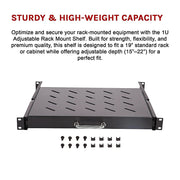 Sliding Rack Server Shelf 1U 19" 4 Post Mount - Adjustable 15" to 22" Rack Tray V63-952651
