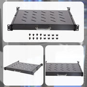 Sliding Rack Server Shelf 1U 19" 4 Post Mount - Adjustable 15" to 22" Rack Tray V63-952651